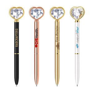 Heart Shaped Crystal Topped Pen