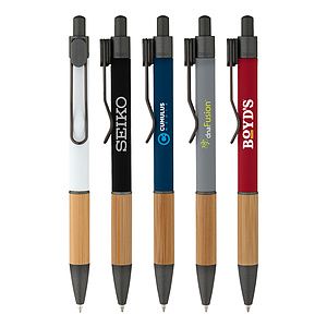 Soft Touch Bamboo Grip Ballpoint Pen