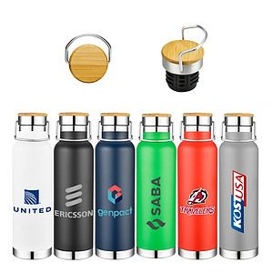 22 oz Wood Lid Stainless Steel Water Bottle
