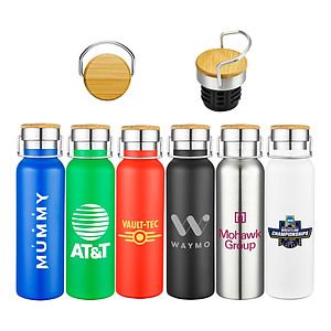 20 oz Wood Lid Stainless Steel Water Bottle