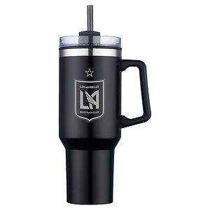 40 oz Plastic-Lined Straw Travel Mug