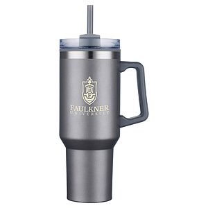 40 oz Plastic-Lined Straw Travel Mug