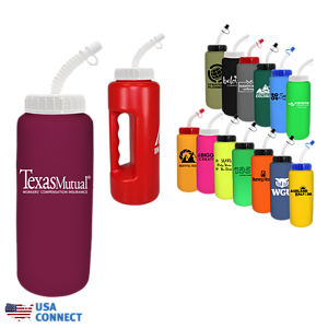 32 oz Grip Bottle with Flexible Straw - USA Connect