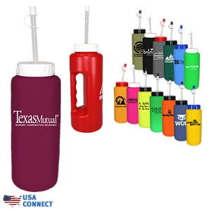 32 oz Grip Bottle with Flexible Straw - USA Connect