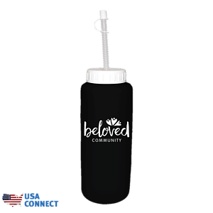 32 oz Grip Bottle with Flexible Straw - USA Connect