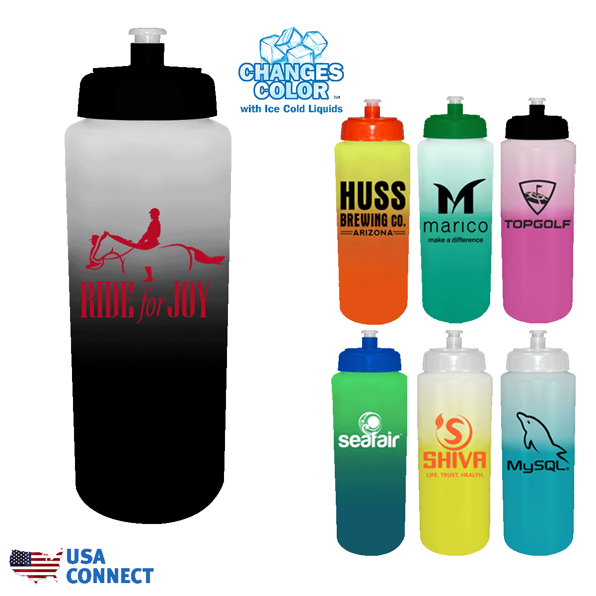 Mood™ 32 oz. Sports Bottle with Push 'n Pull Cap - USA Connect