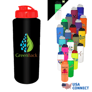 32oz. Sports Bottle with Flip Top Cap, Full Color Digital - USA Connect