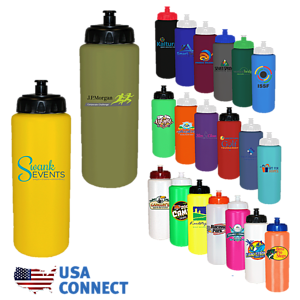 32oz. Sports Bottle w/Push 'n Pull Cap, Full Color Digital - USA Connect