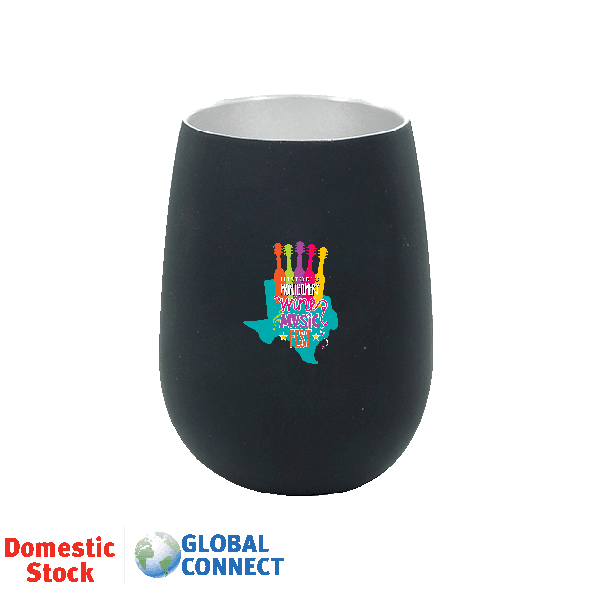 Halcyon® 12 oz. Stainless Steel Wine Glass, Global Connect - Full Color Digital