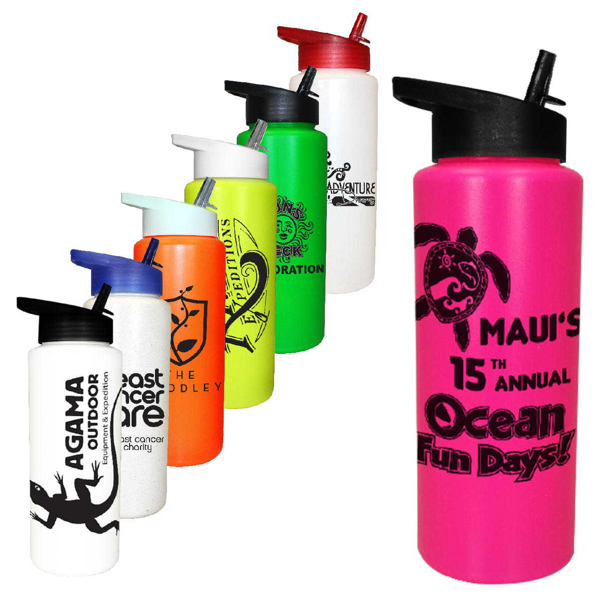 Promotional 32 oz. Sports Bottle with Straw Cap Lid Personalized With ...
