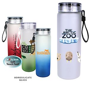Halcyon® 20 oz. Frosted Glass Bottle with Screw on Lid