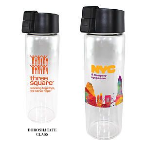 20 oz. Durable Clear Glass Bottle with Flip Top Lid