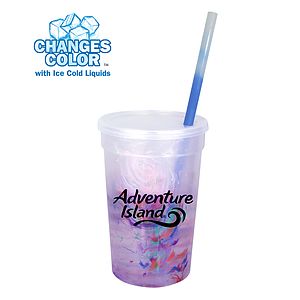 Mood 22 oz. Rainbow Confetti Cup/Straw/Lid Set