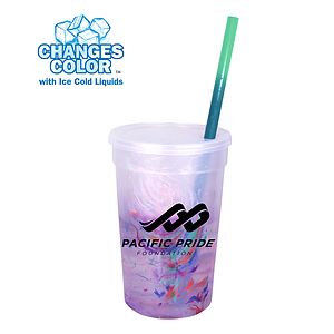 Mood 22 oz. Rainbow Confetti Cup/Straw/Lid Set