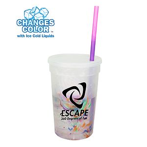 Mood 22 oz. Rainbow Confetti Cup/Straw/Lid Set