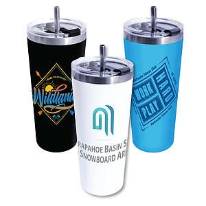 22 oz. Memphis Tumbler With Flip Top Lid & Stainless Steel Straw