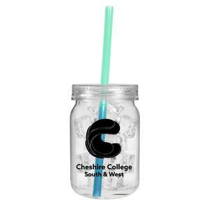 24 oz. Plastic Mason Jar with Mood™ Straw
