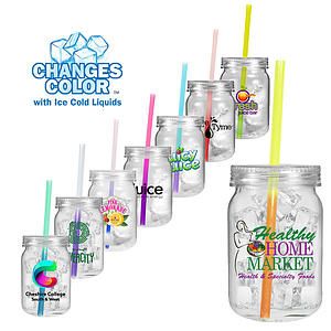 24 oz. Plastic Mason Jar with Mood™ Straw