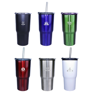 20 oz. Ares Tumbler with Stainless Straw/Flip Top Lid, Laser, Standard