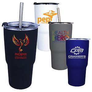 Halcyon® 20 oz. Tumbler with Stainless Straw/Flip Top Lid