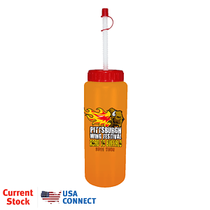 32oz. Sports Bottle With Flexible Straw, Full Color Digital