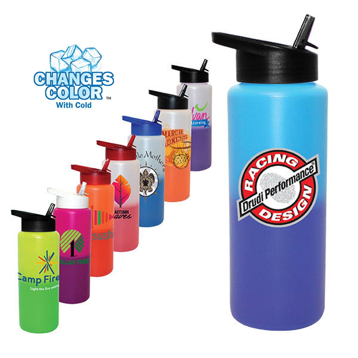 Promotional Mood 32 oz. Sports Bottle With Straw Cap Lid, Full Color ...