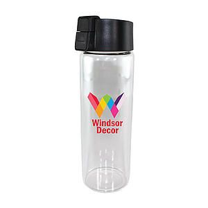 20 oz. Durable Clear Glass Bottle with Flip Top Lid, Full Color Digital