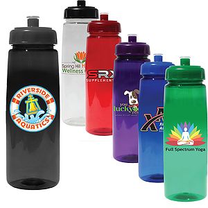 30 oz. Poly-Saver PET Bottle with Push 'n Pull Cap, Full Color Digital