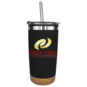 Halcyon® 20 oz. Cork Bottom Tumbler with Stainless Straw/Flip Top Lid, Full Color Digital