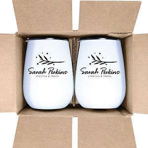 Halcyon® 12 oz. Stainless Steel Wine Glass with Acrylic Lid - Gift Set