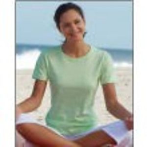 Embroidered LAT Ladies Scoop Neck Colored T-shirt