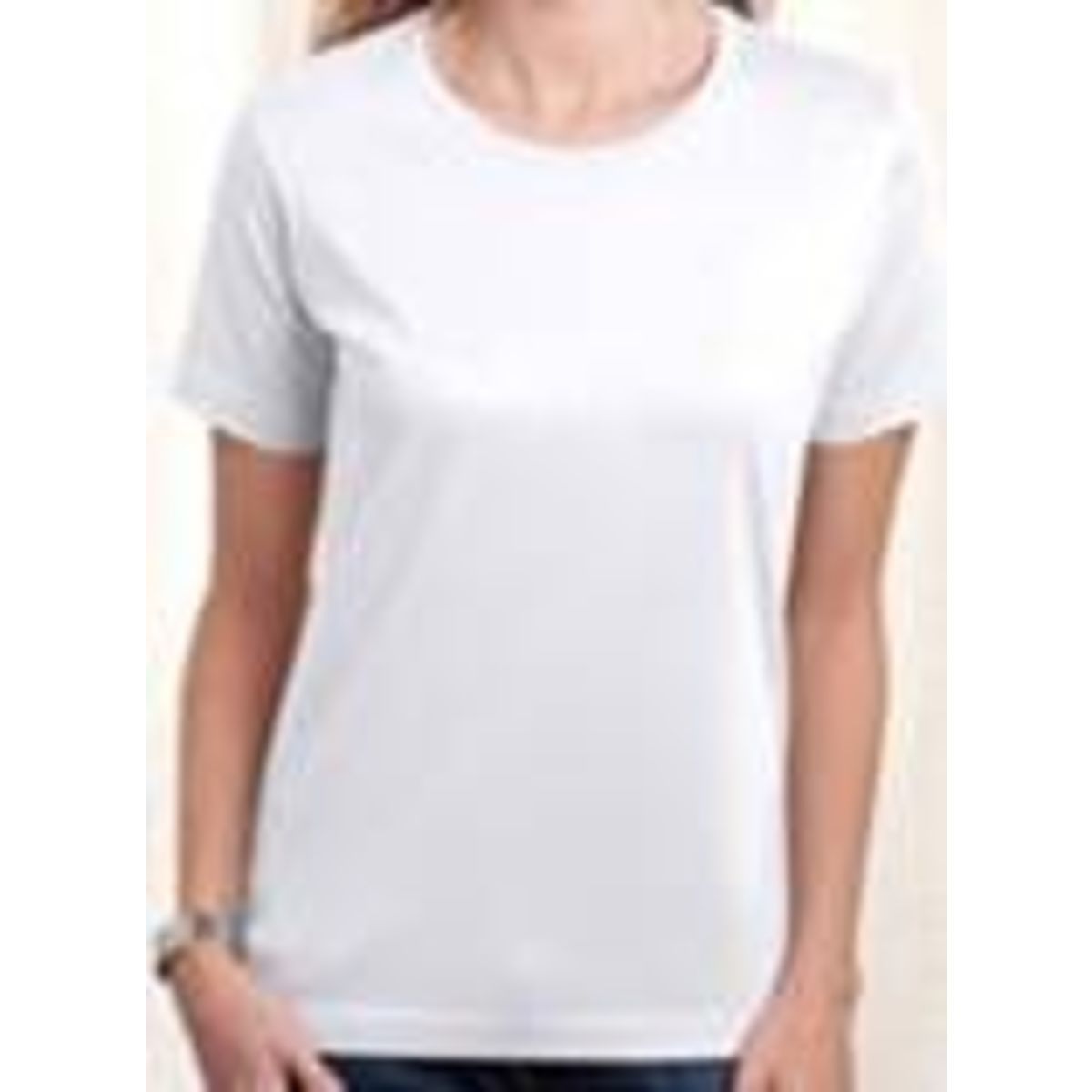 Embroidered LAT Ladies Scoop Neck White T-shirt