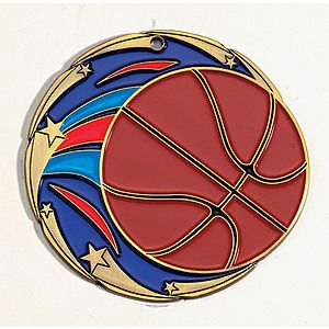Basketball Color Star Medal 2 1/2" - Discontinued