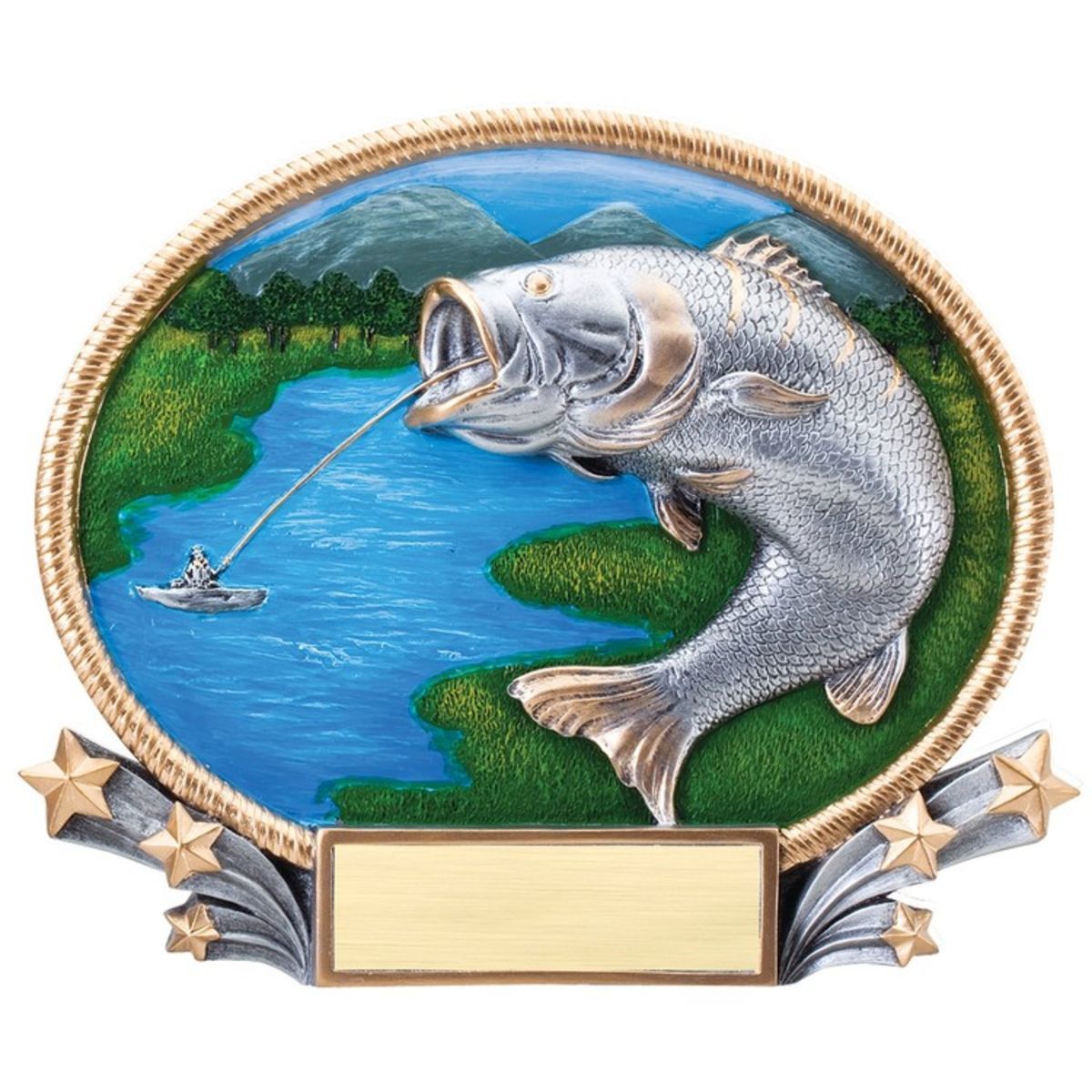 Large Bass 3D Oval Resin Awards