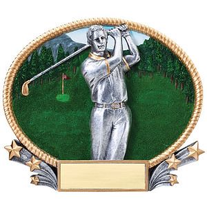 Large Golf Male 3D Oval Resin Awards