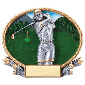Large Golf Female 3D Oval Resin Awards
