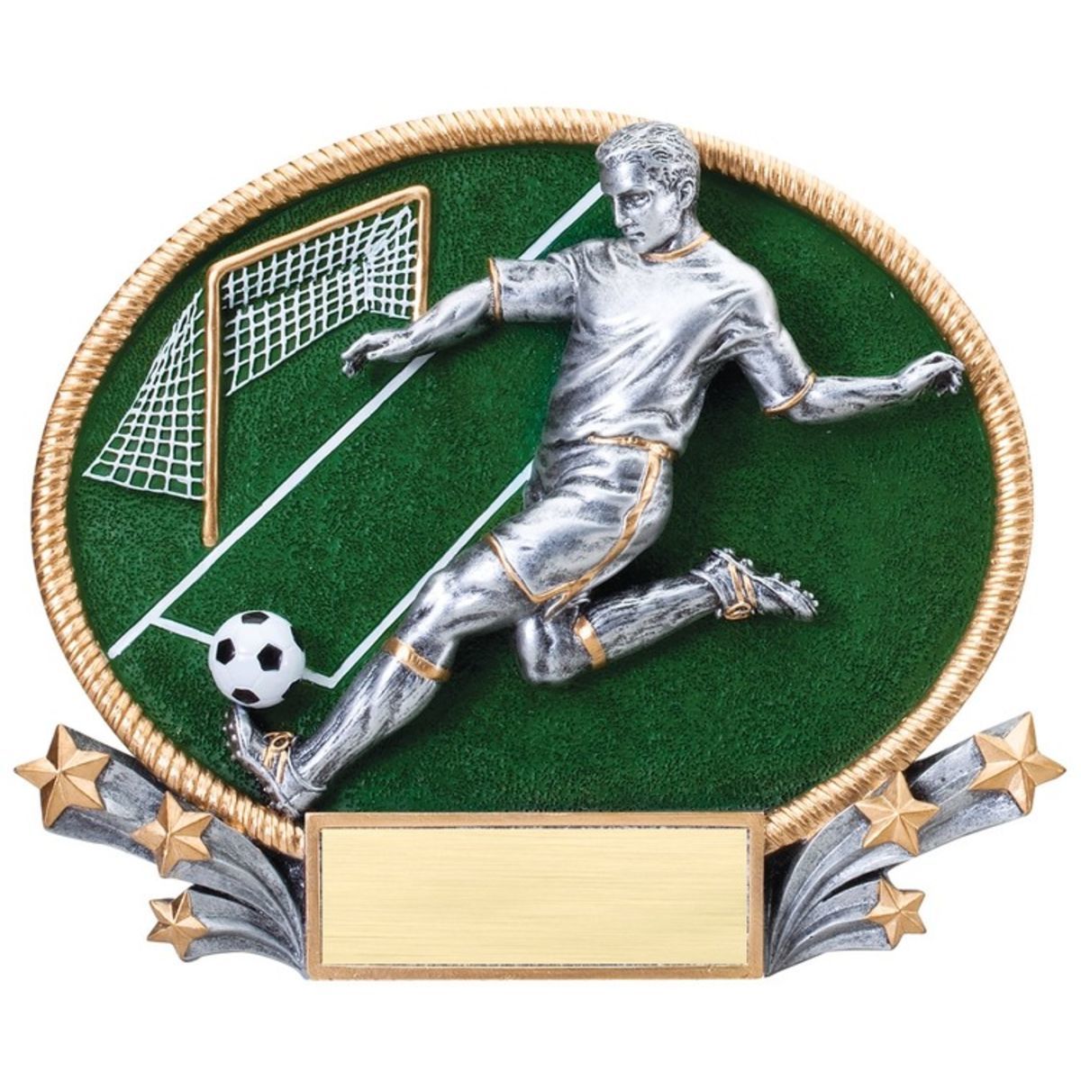 Large Soccer Male 3D Oval Resin Awards