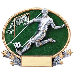Large Soccer Male 3D Oval Resin Awards