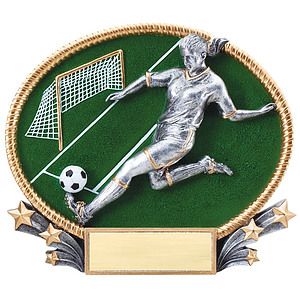 Large Soccer Female 3D Oval Resin Awards