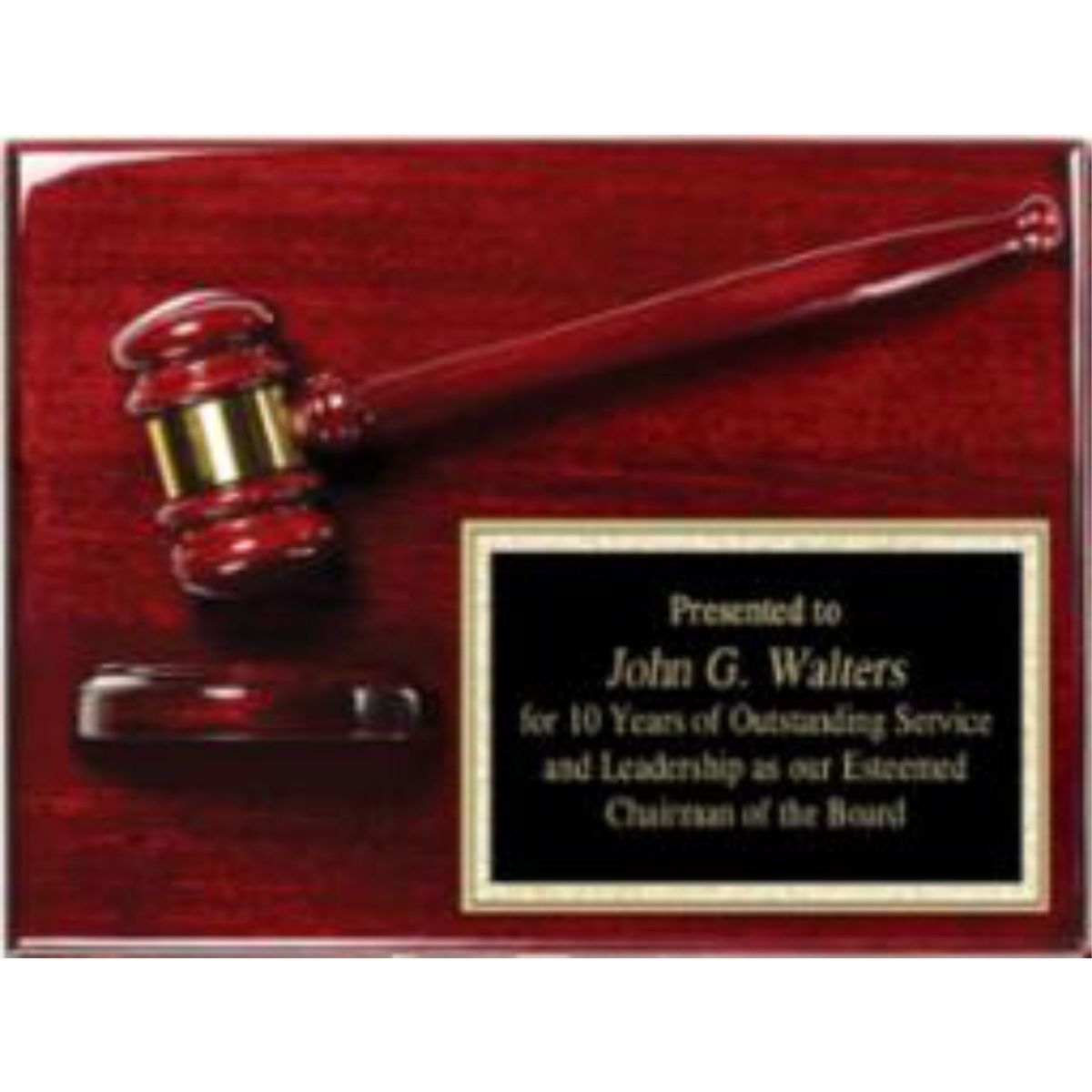 9" x 12" Rosewood Plaque with a Gavel and Sound Block