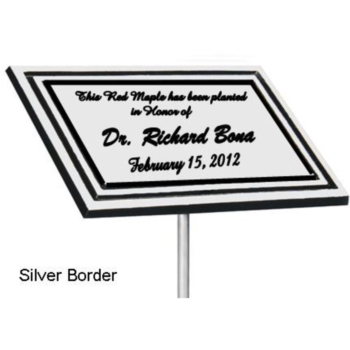 8" x 10" Silver Border Cast Aluminum Stake Plaque