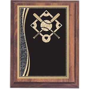 6" x 8" Cherry Finish Plaque with a Baseball Designer Plate