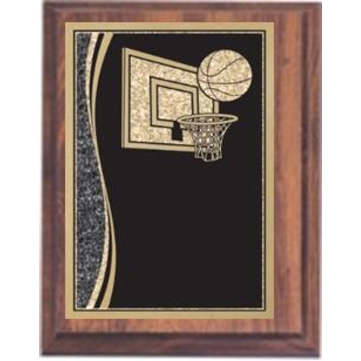 6" x 8" Cherry Finish Plaque with a Basketball Designer Plate