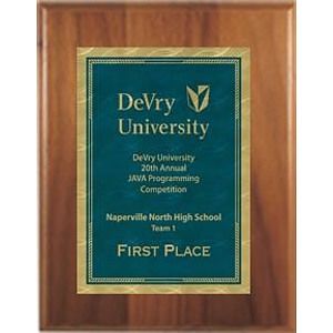 7" x 9" Cherry Finish Plaque with a Blue/Gold Victory Sunray Plate