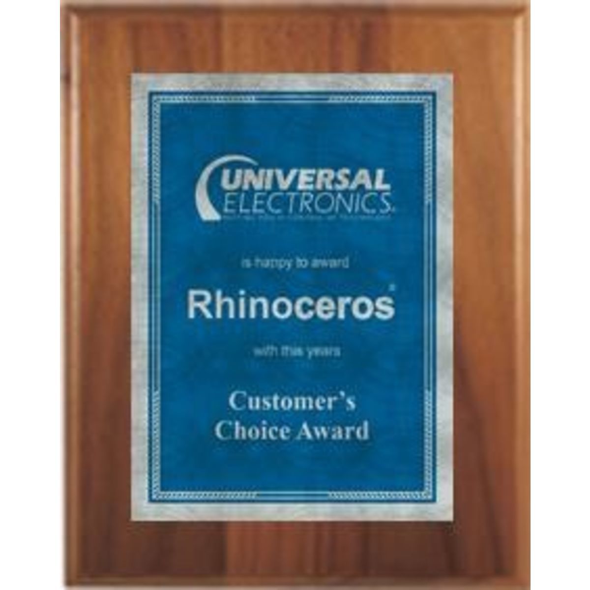 7" x 9" Cherry Finish Plaque with a Blue/Silver Victory Sunray Plate