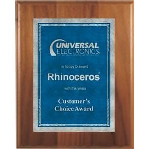 7" x 9" Cherry Finish Plaque with a Blue/Silver Victory Sunray Plate