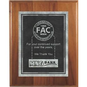 7" x 9" Cherry Finish Plaque with a Smoke/Silver Victory Sunray Plate
