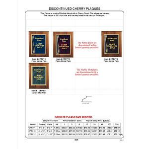 9" x 12" Cherry Finish Plaque with a Red Marble Patina Plate