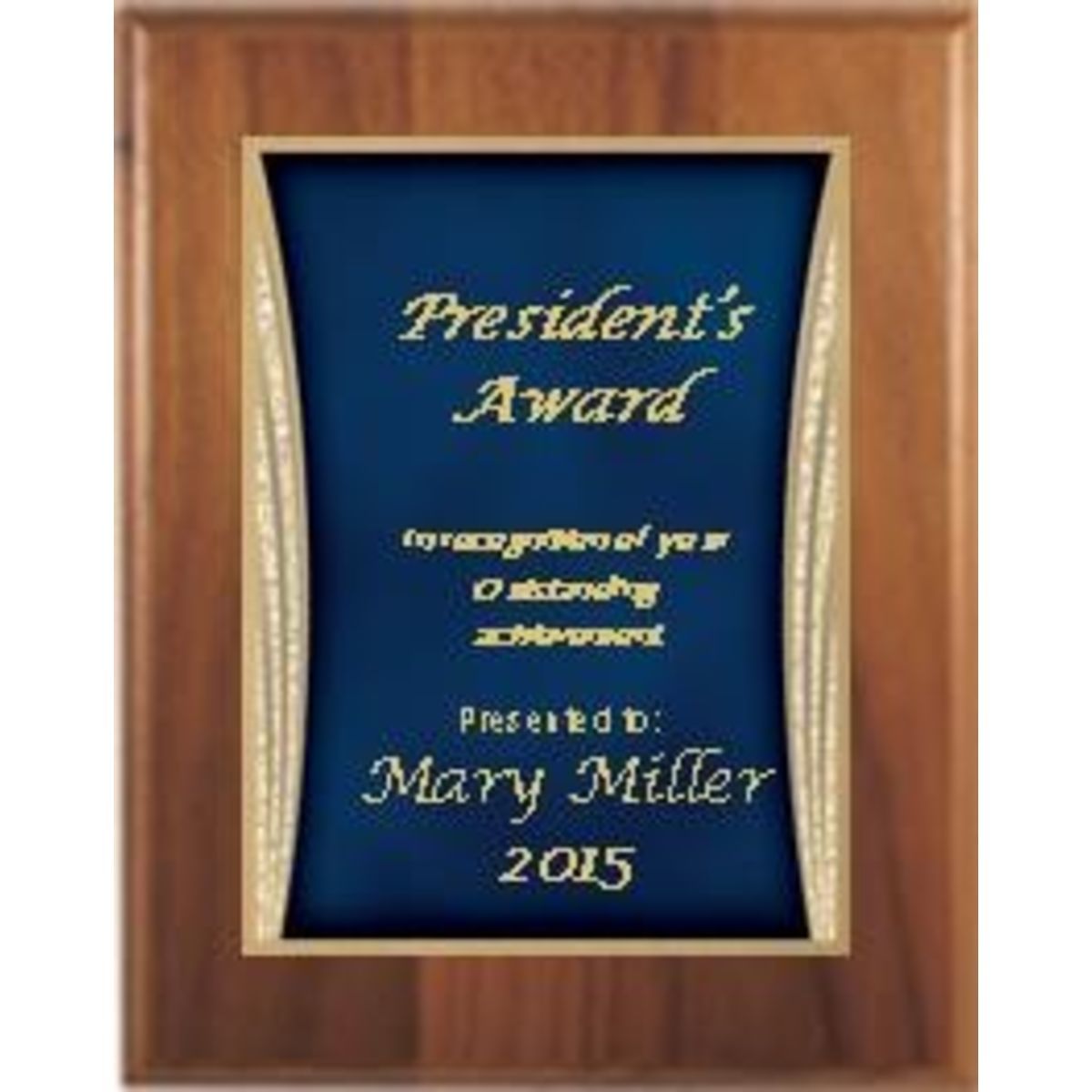 7" x 9" Cherry Finish Plaque with a Blue Showtime Plate