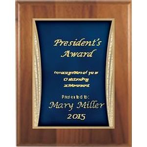 7" x 9" Cherry Finish Plaque with a Blue Showtime Plate